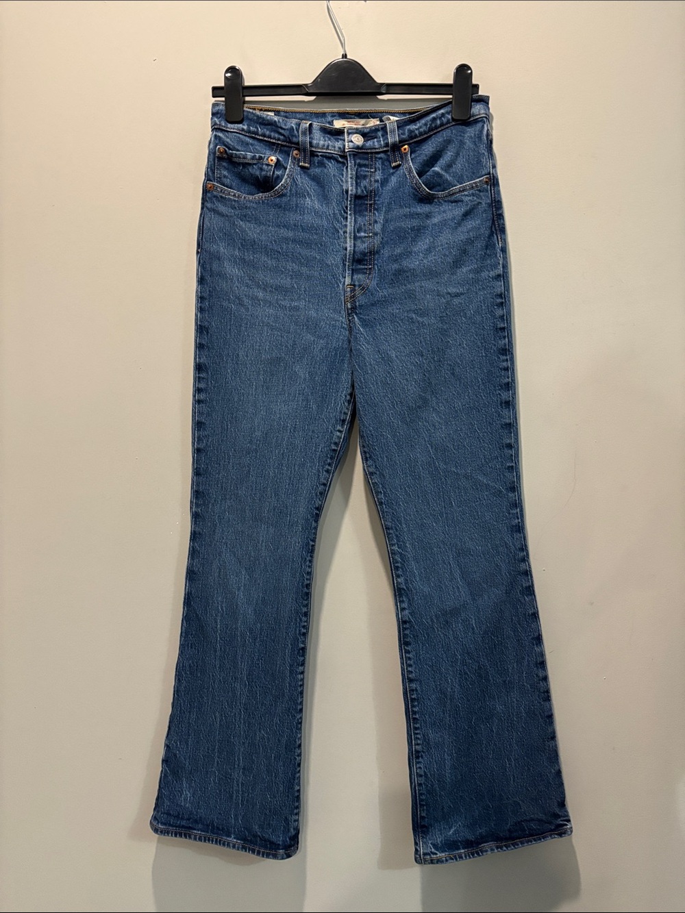 Levi’s Ribcage Boot High Rise Blue Bootcut Jeans Size 30 Western Y2K 90s - Picture 2 of 15